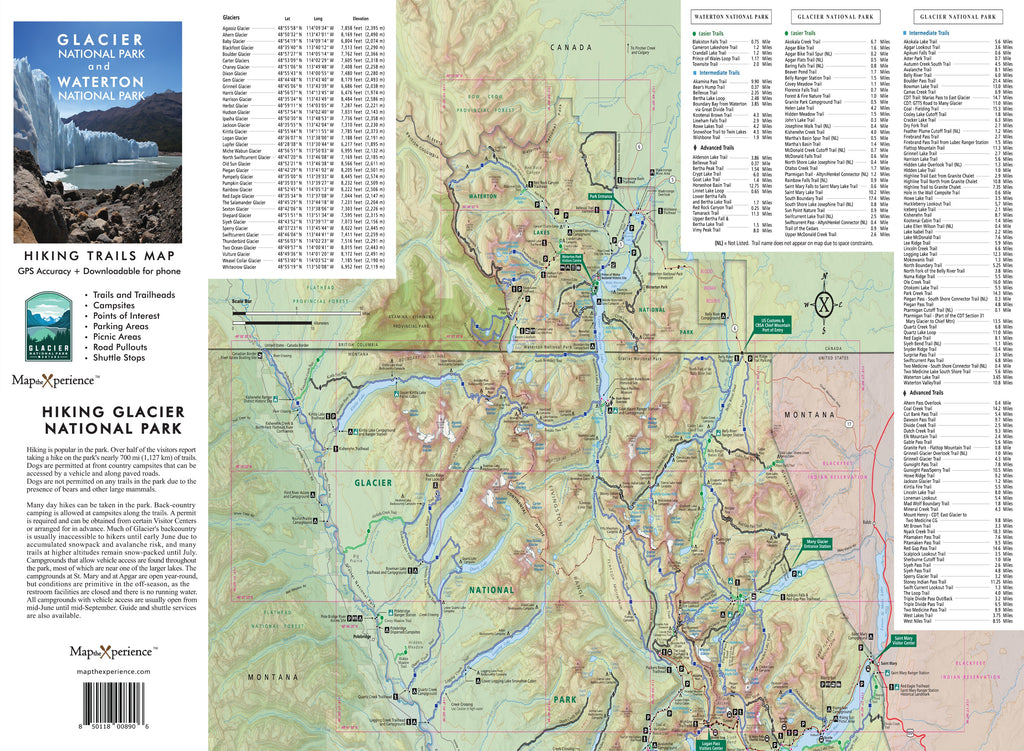 Glacier National Park Hiking Trail Map | Detailed GPS Adventure Guide
